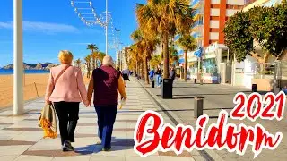 Benidorm Levante beach 2021 January Costa Blanca Walking Tour 4K