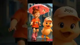 The Little Duck Buys Umbrella! Skating in rain with girl-so funny! #cute #duck #shorts #cuteanimals