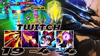 WILD RIFT TWITCH ADC GAMEPLAY | 19 -4 -4 MVP | TWITCH BUILD RUNES