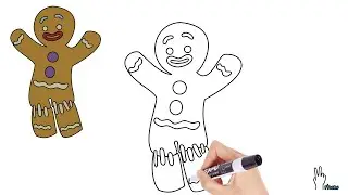 Doodle with Me - Gingy the Gingerbread Man from Shrek! #gingy #shrek #draw