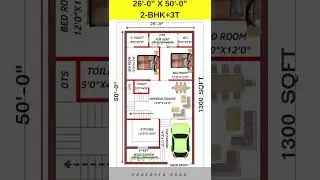 26 X 50 home design, 26 by 50 house plan, 26*50 makan ka naksa, #short #homedesign #homeplan