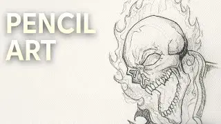 Flaming Skull Pencil Sketch