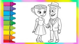 How to draw Ballerina Cappuccina and Tung Tung Tung Sahur| easy drawing and coloring for kids