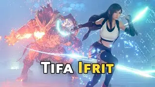 Tifa Speeds Past Boss Ifrit Hard Mode (Metal Knuckle) Final Fantasy 7 Remake