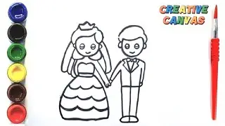 Wedding Couple Coloring Fun &ndash; Creative Canvas By Jiya