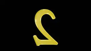 Gold number 2 animation on black background, seamless looping, screensaver, 4K