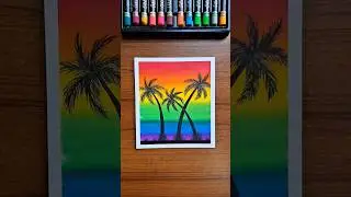 🌈 Easy Tainbow Tree's Scenery Drawing | Oil Pastel Art  #art #rainbow #trees #scenery #oilpastel