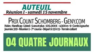 PRIX COUNT SCHOMBERG GENY.COM 04 QUATRE JOURNAUX WEEKEND GAZETTE GENY COURSE PARIS TURF 15.11.25