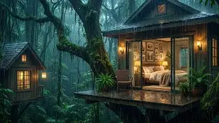 Cozy Forest Cabin Rain 🌧️ Calm Night Ambience for Deep Sleep