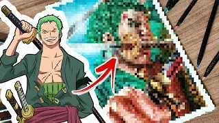 Desenhei Roronoa Zoro vers&atilde;o realista  - FICOU BOM? One Piece (COLLAB)