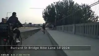 Cycling on Burrard St Bridge SB 2024