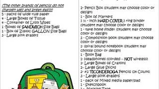 Woodcrest ES Supply List[Third Grade]