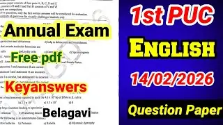 1st PUC English Annual Exam Question Paper 2026 With Answers Kseab