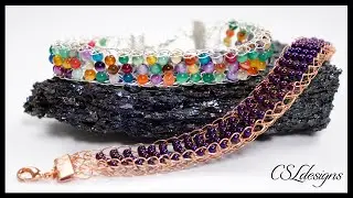 Flat beaded knitting spool wirework bracelet