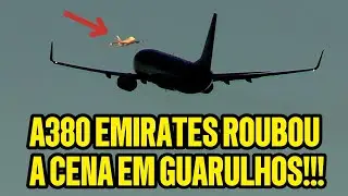 ESTÁVAMOS GRAVANDO AVIÃO DA GOL QUANDO FOMOS SURPREENDIDOS PELO A380 EMIRATES CHEGANDO EM GUARULHOS