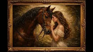 Horse & Owner Bond in Gold Frame | Elegant TV Screen Art | 2 Hours | Oil Painting
