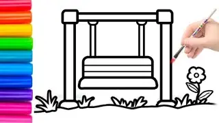 Cute Playground Swing Drawing Painting Colouring for kids, Toddlers || Easy step by stepl Drawing...