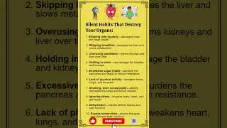 Silent Habits That Destroy Your Organs | Hidden Health Mistakes You Must Avoid #shorts