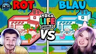 ROT vs. BLAU HAUS! 1 FARBE Challenge Build Battle bei TOCA LIFE WORLD