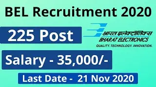 BEL Vacancy 2020 Apply Online | BEL Engineer Recruitment 2020 | Latest Govt Jobs 2020
