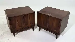 Broyhill Brasilia Mid Century Walnut Commode Nightstands - Pair