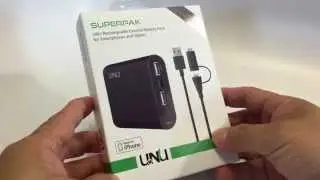 UNU Superpak 10000mAh 3.1A Charger External Battery Pack with 2-in-1 Lightning Cable - Unboxing