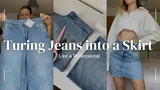 The only Tutorial you will need to Turn Jeans into a Skirt ✨👖