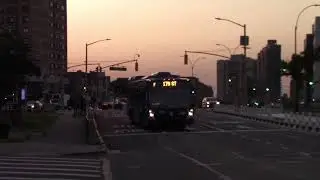 Short F Train Shuttle Bus Action at Queens Blvd And 80th Road