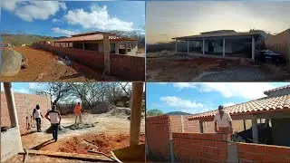O reboco de dentro da casa começou, vejam como está ficando. 