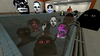 Obunga, Angry Munci, Selene, Yoshie, in Liminal Haunted Pool | Nextbot Chase GMOD