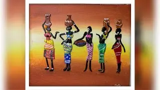 African tribe clay painting on canvas