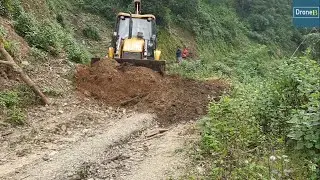 Amazingly Fixing Hilly Damaged Road-Backhoe Loader-Hilly Road Building