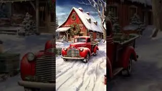 #christmas #truck #winter #winterlandscape #snow #seasonal #car #redtruck
