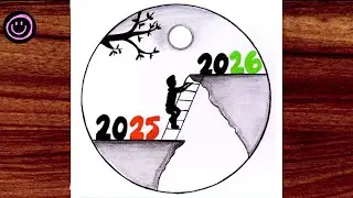 Happy new year 2026 drawing | Easy drawing | New year 2026 drawing | Pencil drawing step by step