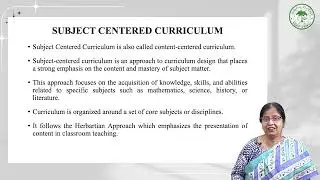 Subject Centered Curriculum Part 1