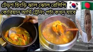 কোরিয়ান আর্মি ট্রেনিং পচাঁ কখন যাবে / চিংড়ি মাছ ঝাল রসা / ঢেঁড়শ চিংড়ি ঝোল / মাঝ রাতের mukbang 