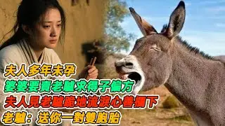 民間故事：夫人多年未孕，婆婆要賣老驢求得子偏方，夫人見老驢跪地流淚心善攔下，老驢：送你一對雙胞胎