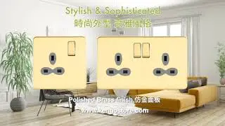 Metal Screwless Switch and Socket - Polished Brass Finish