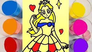 Yellow hair princess sand painting, coloring for kids & toddlers /sand art for little girls and boys