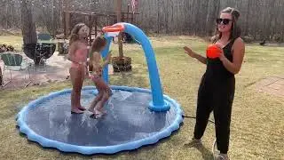 See the Splash Pad with Basketball Hoop in Action