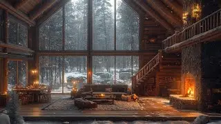 Winter Wonderland with Fireplace and Smooth Jazz ☕ Chill Vibes for Relaxation and Study