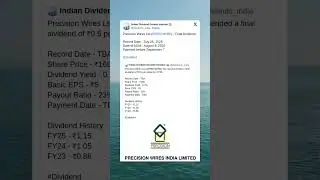 Precision Wires Ltd has fixed Record Date for Final Dividend of FY25. #BreakingNews #StockMarket