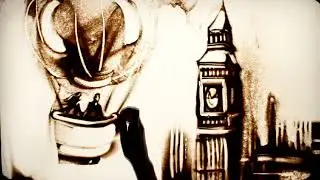 Around the world. Travel story. London. Sand animation drawing.