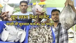 Cheapest Fish Market in Navi Mumbai 😲 Fresh 🐠 Fish at ₹50 Only | Taloja Fish Market 🐟🦐 🦀