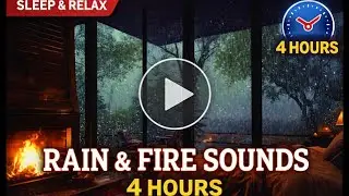 Rain & Fireplace Sounds for Deep Sleep | Cozy Rainstorm ASMR (4 Hours)