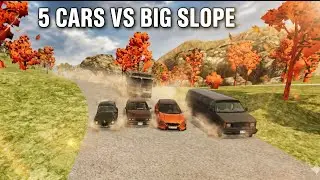 5 CARS VS THE IMPOSSIBLE SLOPE! Total Destruction! #1
