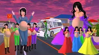 Police Belle Rina Pregnant Rainbow attacked by a doctor scary zombie 😱 #sakuraschoolsimullator 
