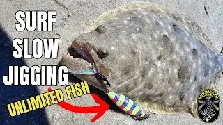 🎣 Surf Fishing for Flounder with Slow Pitch Jigs | Jax Beach Flounder Action!
