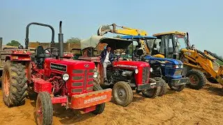 JCB 3dx Xpert Machine Loading Mud in Trolley Tractor Stuck Mahindra 575 Sonalika 60 Swaraj 855 Fe