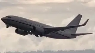 *Rare* US Navy Boeing C-40A Clipper [165833] WINDY Takeoff from PDX